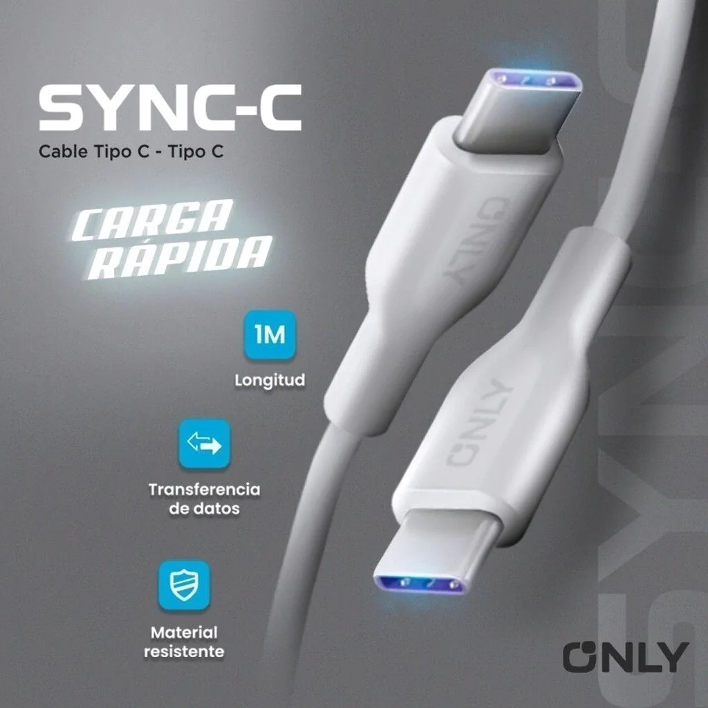 CABLE TIPO C A TIPO C MODO-141 SYNC-C - ONLY - BLANCO - 2
