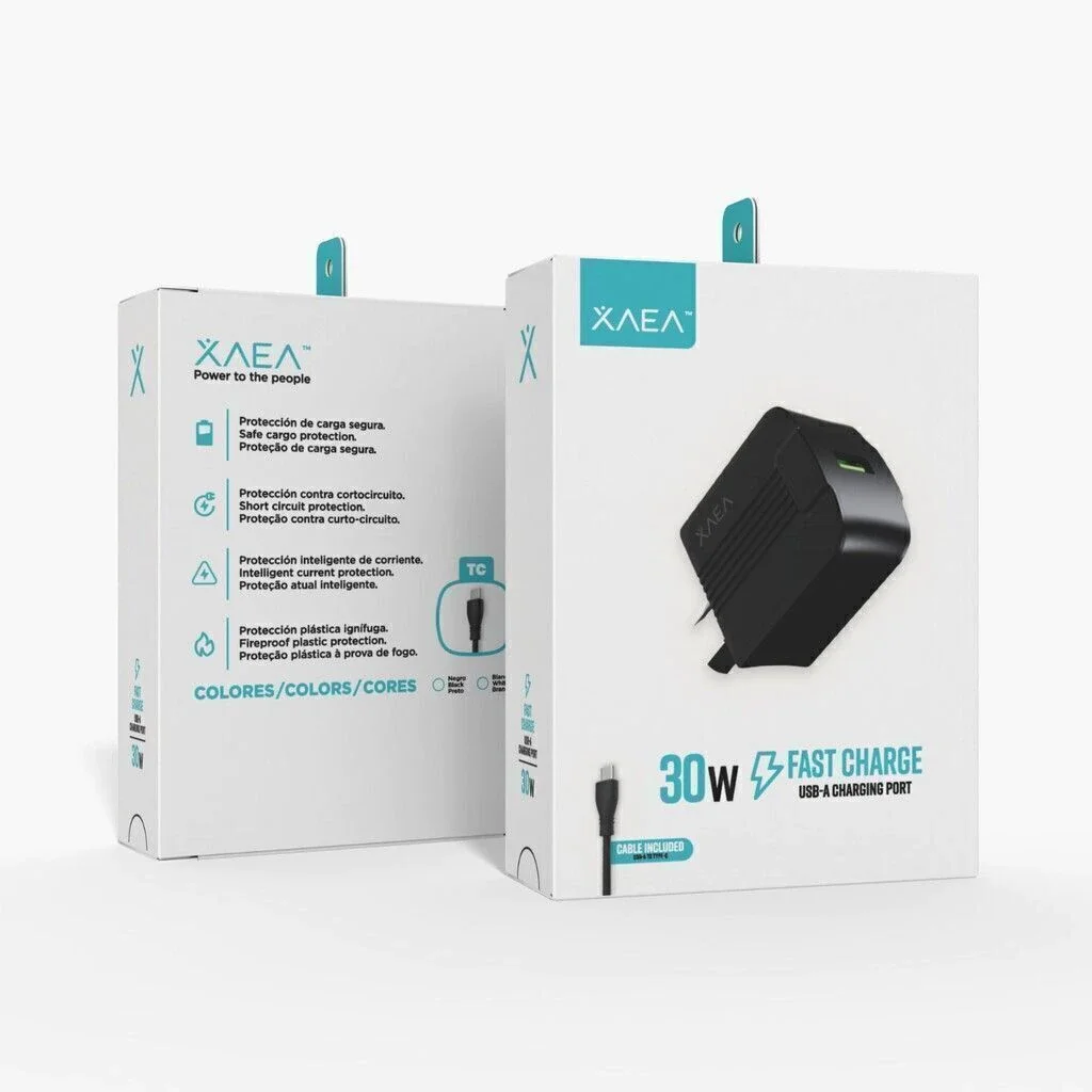 CARGADOR FAST CHARGE - XAEA 30W - 2 USB + CABLE TC
