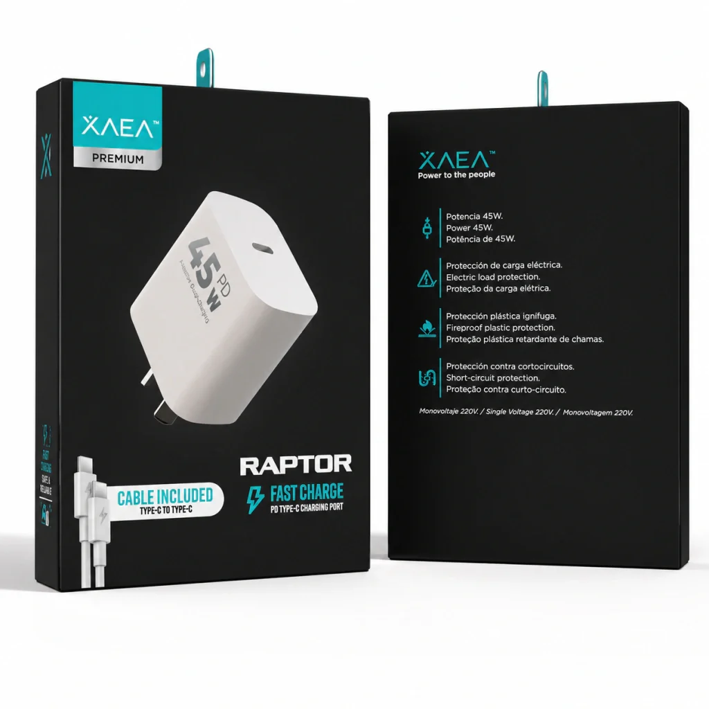 CARGADOR XAEA RAPTOR 45W TIPO C