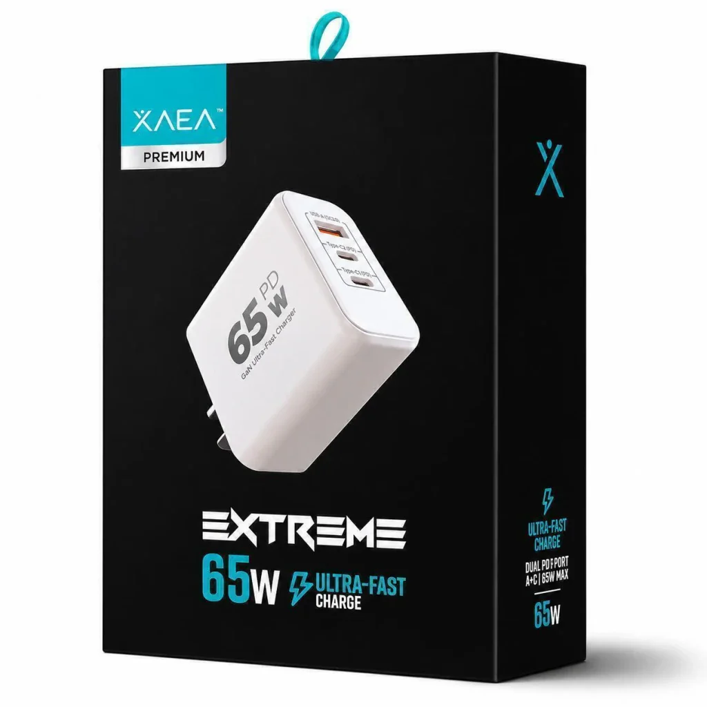 FUENTE EXTREME 65W - 6.2A 1 USB + 2 TIPO C - XAEA
